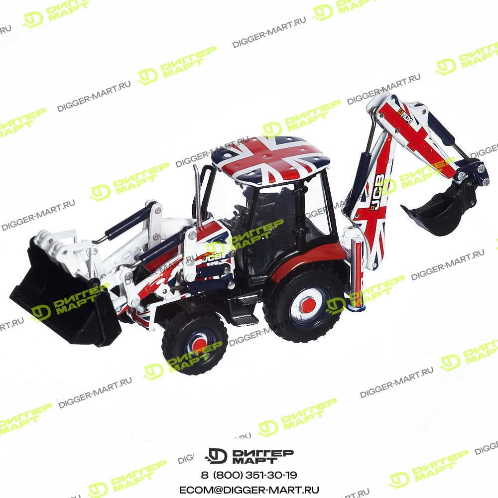 Модель экскаватора-погрузчика 3СХ (Окрашенный в британский флаг) JCB JCB2030
